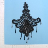 Black Venise Lace Sequin Applique E142-gem,embellishment,floral,sequin,beaded,beads,applique,black