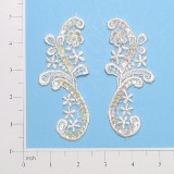 Ivory Venise Lace 4.75" Sequin Applique Pair E2701