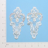 Ivory Venise Lace  5" Sequin Applique Pair  E2705