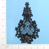 Black Iris Venise Lace 6" Sequin Applique  E2709