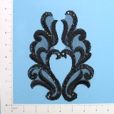 Black Iris Venise Lace 7.5" Sequin Applique Pair E2710