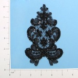 Black Venise Lace 6" Sequin Applique  E2731-black,venice,venise,lace,embellishment,floral,sequin,beaded,beads,applique,black