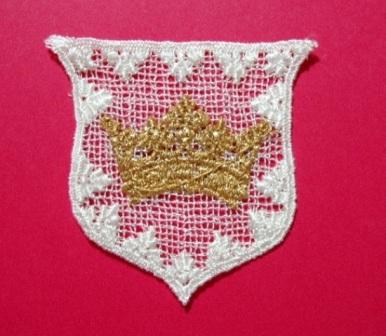L3 White Crown Crest Venice Lace Applique