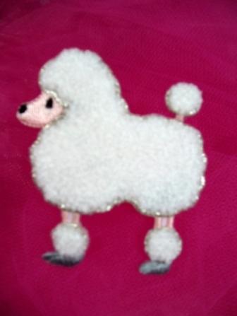 L4  White Poodle Dog Applique 2.5"-white,poodle,dog,applique,embellishment,motif