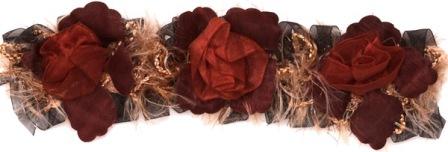 E5665 Burgundy Rose Floral Stretchy Sewing Trim