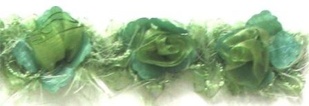 E5665 Seafoam Rose Floral Stretchy Sewing Trim