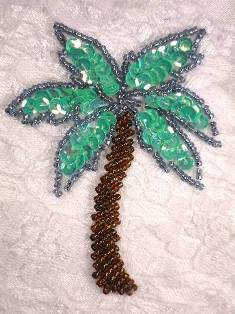 LC1420 Palm Tree Beaded Sequin Applique 3.5"