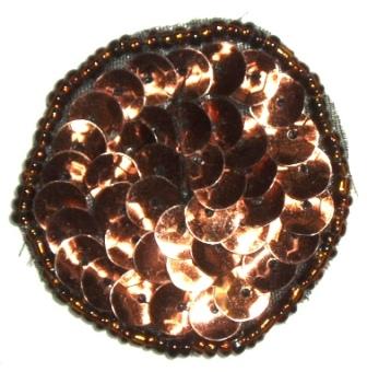 LC267  Bronze Dot Round Circle Sequin Beaded Applique  1.5"