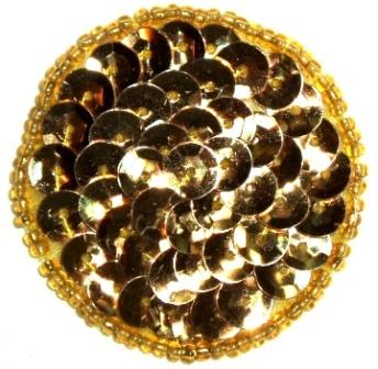 LC271  Gold Dot Round Circle Sequin Beaded Applique  1.5"