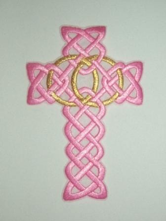 LC369 Pink Cross Embroidered Applique-applique,embroidered,pink,cross
