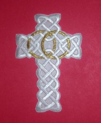 LC369 White Cross Embroidered Applique-applique,embroidered,white,cross