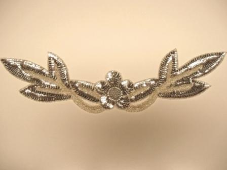 LC501  Silver Collar Sequin Beaded Applique 18"-sequin,beaded,applique,collar 