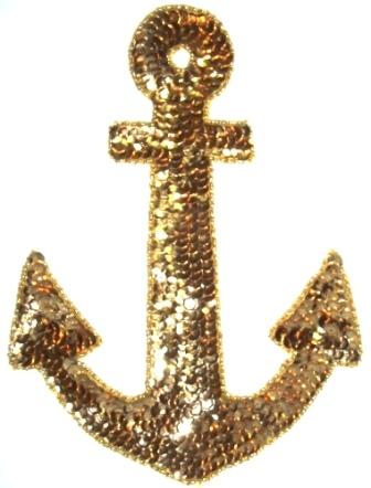 LC259  Large Anchor Sequin Beaded Applique 8"-applique,sequin,beaded,anchor,novelty