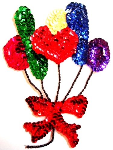 LC63  Balloons Sequin  Beaded Applique 6.5"