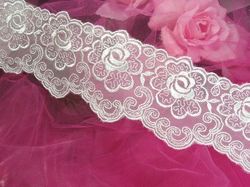 C46  Ivory Venise Lace Victorian Rose Sewing Trim 2.5"-lace,ivory,trim,embellishment,venise,venice,lace,victorian,sewing,motif