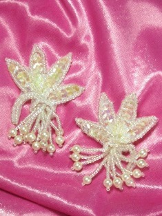 MA167 Crystal Ab Beaded Sequin Mirror Pair Appliques 2"