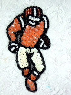 MA184P FootBall Player Sequin Beaded Hair Bow / Brooch / Applique 3.5"