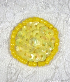 MA184 Yellow AB Round Circle Sequin Beaded Dot Applique