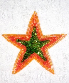 MA264 Orange Star Sequin Beaded  Applique