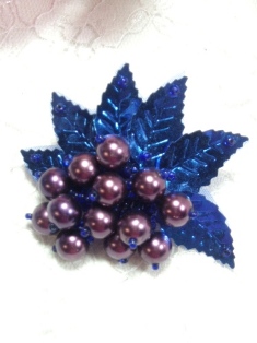 MA269 Blue Leaf Dangle Earring / Brooch / Hair Bow / Applique 2.5"