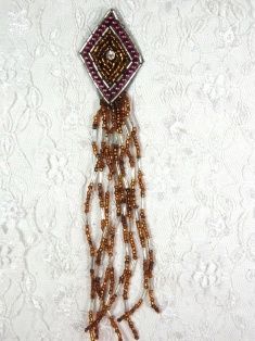 MA49 Bronze Dangle Rhinestone Beaded Applique 5"