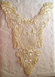 MA500 Ivory Bodice Beaded Sequin Applique 20"