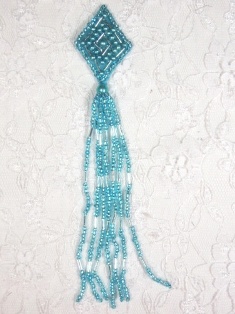 MA64 Turquoise Beaded Dangle Earrings / Applique 5.5"