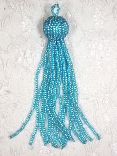 MA93 Turquoise Beaded Tassel 4"