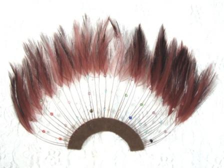 MR003   Brown Half Circle Feather Applique 8"-applique,feather,brown