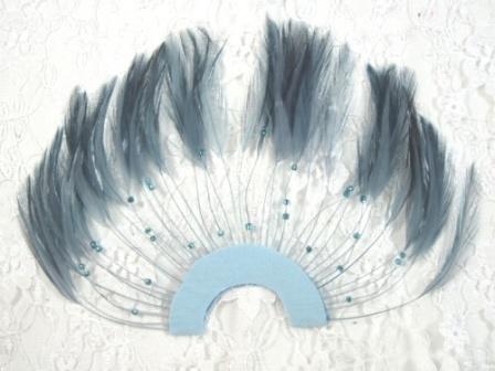 MR003   Denim Half Circle Feather Applique 8"-applique,feather,denim,blue