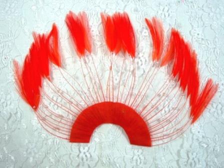 MR003   Orange Half Circle Feather Applique 8"-applique,feather,orange