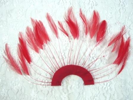 MR003   Red Half Circle Feather Applique 8"-applique,feather,red