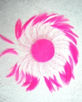 MR004   Hot Pink Circle Feather Applique 8"