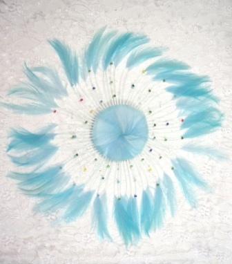 MR004  Lt. Blue  Circle Feather Applique 8"-applique,feather,blue