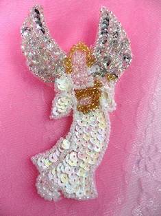 MS42 Religious  Angel Sequin Beaded Applique 2.5"