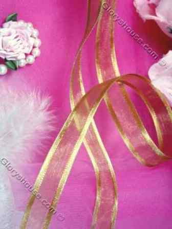 R5  Gold Satin Edge Organza Craft Ribbon 5/8"