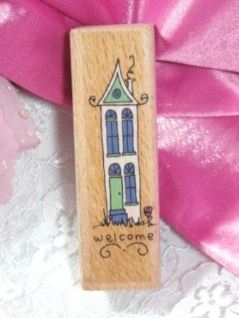 RS1 Welcome House Rubber Stamp-rubber,stamp,victorian,house