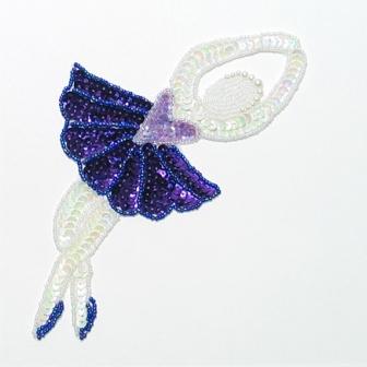 E017L Purple Ballerina Sequin Beaded Applique 7.5"