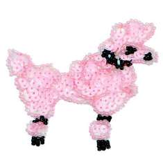 E1302 Pink Poodle Dog Beaded Sequin Applique 3.25"