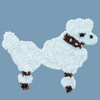 E1302 White Poodle Dog Beaded Sequin Applique 3.25"
