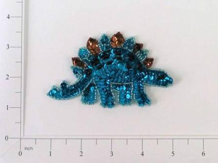 E174 Stegosaurus Dinosaur Sequin Beaded Applique 4"
