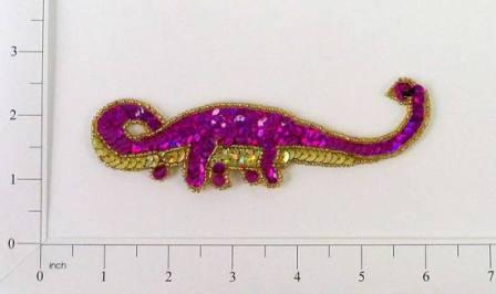 E179  Apathosaurus Dinosaur Sequin Beaded Applique 5.5"