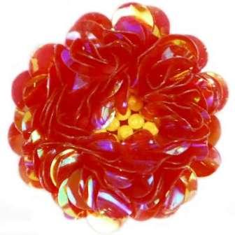 E249 A  Red Crystal  Floral Sequin Beaded Applique Flower  2"-red,applique,floral,flower,embellishment,sewing,clothing,sequin,beaded,bead,sequins,applique,motif