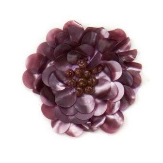 E249 Matt Mauve Floral Sequin Beaded Applique 2
