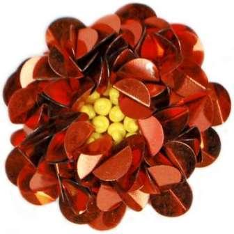 E249   Red Floral Sequin Beaded Applique Flower  2"-applique,red,floral,flower,embellishment,sewing,clothing,sequin,beaded,bead,sequins,applique,motif