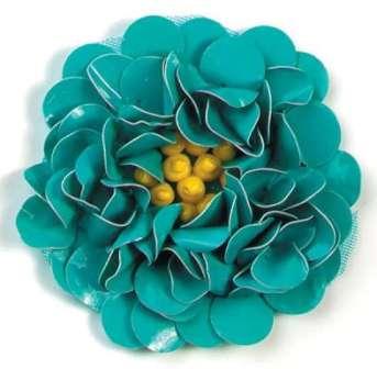 E249  Turquoise Floral Sequin Beaded Applique 2"