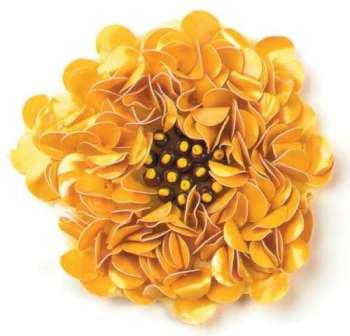 E250  Mustard Sequin Applique Flower  2.75