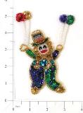 Clown With Balloons 5" Sequin Beaded Applique E279