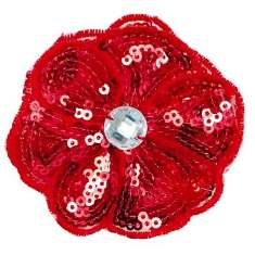 E3460  Red Jewel Sequin Applique / Pin 2.5"