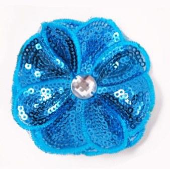 E3460  Turquoise Jewel Sequin Applique / Pin 2.5"-turquoise,brooch,pin,applique, 